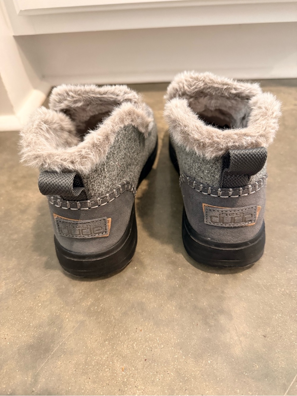 Hey Dude Gray Faux Fur-Lined Ankle Booties
